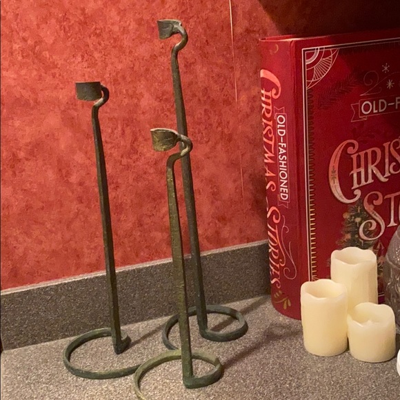 Wrought Iron Candlestick Holders Set of 3 - Picture 2 of 2